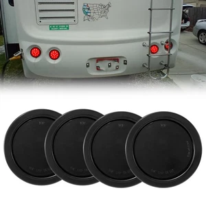 4Pcs 4" Smoked Round LED Stop Turn Tail Backup Reverse Truck Trailer Lights Red - Bild 1 von 12