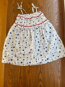 Crewcuts White Dress with Blue Stars Vertical Metallic Stripes Girl Size 7 - Picture 1 of 3