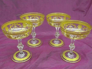 4 copas de champán sorbete antiguas del Congreso de San Luis Francia cristal, oro 4 7/8". - Imagen 1 de 8