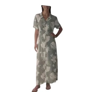 O’Neill Ladies Claire Dress Green Maxi Leaf Tropical Size XXL Vacation - Picture 1 of 9