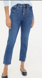 J Crew Essential Straight Jean Womens 30 Blue Medium Wash Button Fly Stretch - Picture 1 of 6