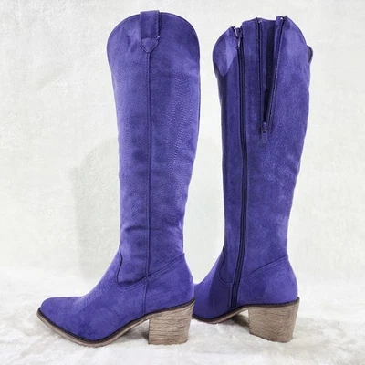 Botas hasta la rodilla Wild Ones Dusty púrpura imitación gamuza country western vaquera Foto 1 de 4