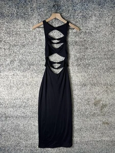 Vestido de malla para mujer pequeño negro corte Chloe maxi sin mangas ceñido al cuerpo DR04545KD7 - Imagen 1 de 7