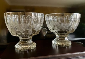 Exceptional Pair Original Georgian Anglo Irish Cut Crystal Glass Pedestal Bowls - Picture 1 of 15