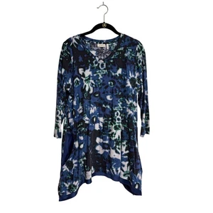 LOGO by Lori Goldstein, 3/4 Sleeve Tunic Top MultiColor Floral, Women's Size L - Picture 1 of 6