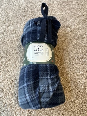 Lucky Brand New Men’s Blue Plaid Fleece Lounge/pajama Pants - Pockets Size L - Image 1 of 4