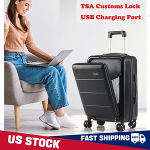 High Quality 20" Carry-On Suitcase Luggage with Spinner Wheels Expandable Black - Picture 1 of 12