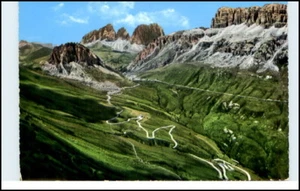 Cartolina Dolomiti Strada Passo Pordoi am Langkofel AK - Picture 1 of 1