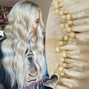 Thick 1g/s Micro Loop Tip Remy Human Hair Extensions Ring Beads 150G Full Head - Picture 1 of 41