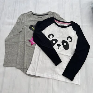 NEW Spotted Zebra Girl's 2 Pack Love & Panda Long Sleeve T-Shirts Sz S(6-7Year) - Picture 1 of 10
