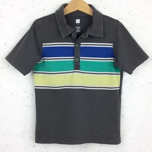 Tea Collection Boys Size 7 Chest Stripe Polo Shirt Gray Short Sleeve Striped - Picture 1 of 12