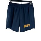 US NAVY Mens Soffe PT Shorts Size Small USN Physical Training Shorts Blue Lined