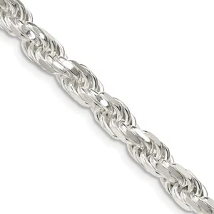 Sterling Silver 5.75mm Diamond-cut Rope Chain Necklace - Picture 1 of 5