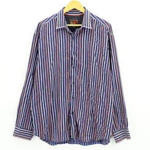EQ Equilibrio Rooster Shirt Men's Striped Blue Long Sleeve Button Down 2XL - Picture 1 of 7