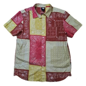 NEW The North Face Shirt Mens L Red Yellow Bandana Patchwork Baytrail Button Up - Picture 1 of 12