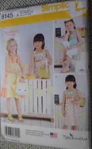 Simplicity 8145 Dresses Top Capri Pants Purse Girls Sz 3-4-5-6-7-8 Uncut - Picture 1 of 2