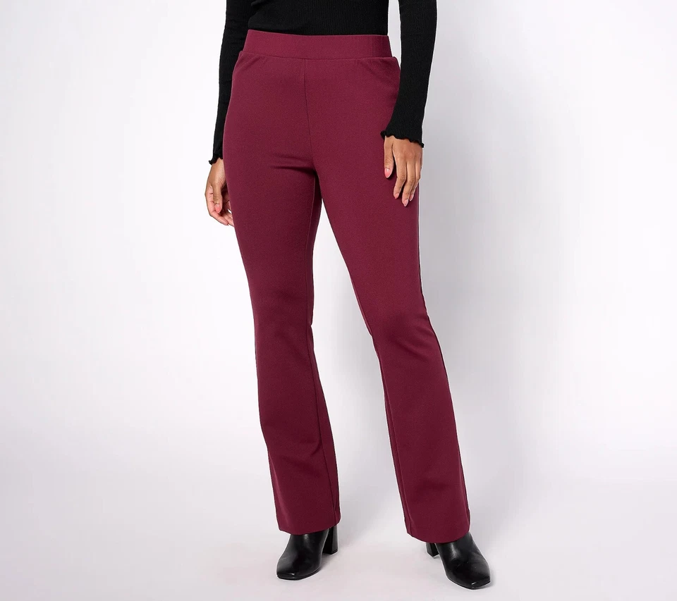 Isaac Mizrahi Live! Pantalones de Crepe Ponte Baby Bootcut - Para mujer 1X - Vino especiado Foto 1 de 1