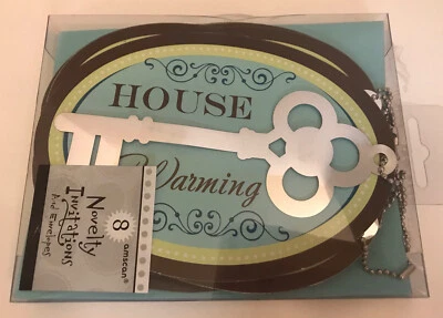 NEW House Warming ‘Key To Fun’ 8 Qty Amscan Novelty Aqua Party Invitations - Image 1 of 2