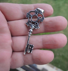 Vintage 925 Sterling Silber Antik Schlüssel Anhänger Charm - Bild 1 von 10
