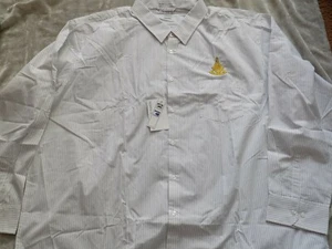 4XL White Stripe Past Master Masonic Button Down Dress Shirt Long Sleeve NEW! - Picture 1 of 3