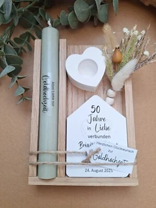 Goldhochzeit / Geschenk / Wunschname / Datum / Kerze / Raysin / Mitbringsel - Bild 1 von 5