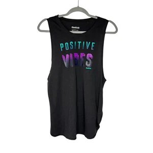 Reebok Women's Size Large Positive Vibes Graphic Drop Armhole Tank Top Shirt - Picture 1 of 11
