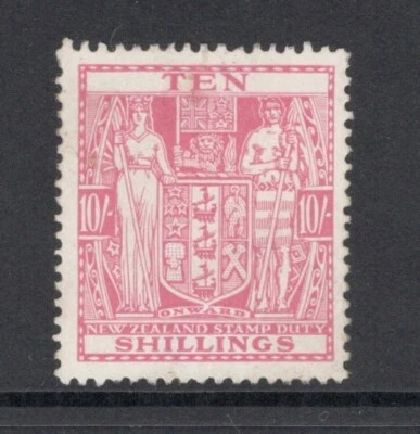 New Zealand 1931 10/- Red Arms Type Fiscal (MNH) - Image 1 of 2