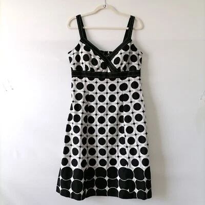 R&K Originals Womens Black White Sweetheart Polka Dot Fit & Flare Dress Size 12 - Image 1 of 4