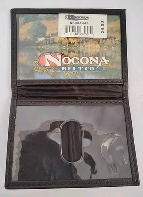 Billetera de cuero plegable Nocona Belt Co. Minimalista Guijarro Negra * Nueva Foto 1 de 4