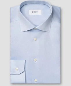 ETON Light Blue Signature Twill Shirt Classic Fit Size 46cm/18” New RRP £150 - Picture 1 of 8