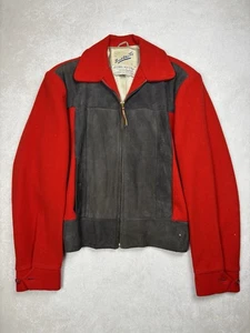 1950s Buck Skein Joe Suede Red Jacket Water Resistant Conmar Zipper - Picture 1 of 13