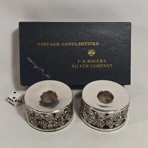 F.B. Rogers Silver Company Candle Holder Vintage Set In Box Grapes Japan - Picture 1 of 8