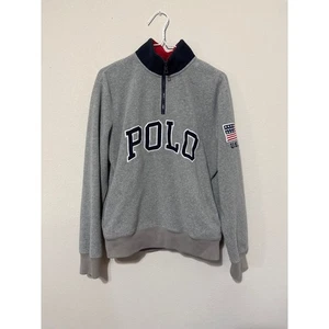 Polo Ralph Lauren USA Spell Out Logo Pullover 1/4 Zip Fleece Small Preppy - Bild 1 von 8