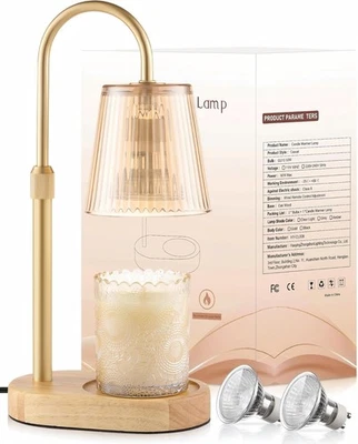 Adjustable Candle Warmer Lamp with Timer - Electric Light Wax Warming Amber  Foto 1 de 4