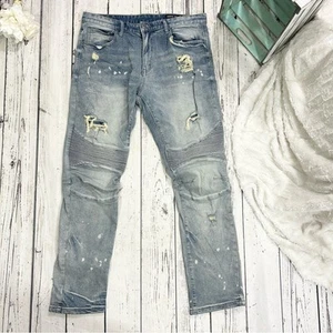 Smoke rise distressed Moto denim jeans NWT mens size 36/32 NEW - Picture 1 of 4