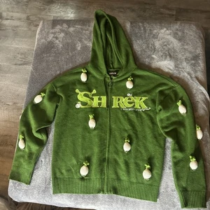 Shrek Logo Onion Knit Women's Full Zip Hoodie Womens XL Hooded Jacket - Picture 1 of 7