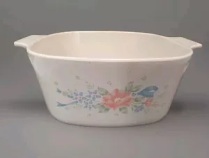 Vintage Corning Ware "Symphony" Blue Ribbon Flower 3L A-3-B Casserole - NO LID - Picture 1 of 13