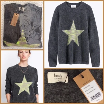 New HUSH Star Melange Jumper S 10 12 £99 Fluffy Mohair Wool Alpaca Xmas Neon Pop - Image 1 of 4