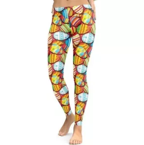 Happy Easter Day Bunny Eggs Yoga Pants High Waisted Leggings Athletic Pants - Picture 1 of 2