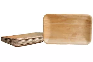 10x Palmblatt Teller rechteckig 15 x 23 cm Bio Einweg Eco-Geschirr kompostierbar - Bild 1 von 4