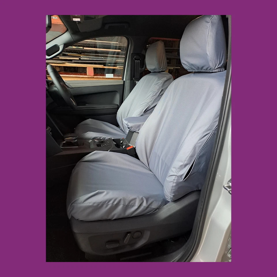 Par de fundas de asiento delanteras a medida grises impermeables VW Volkswagen Amarok 2022+ Foto 1 de 1