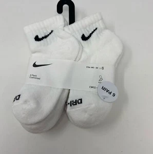 Kids Nike 6-Pack Dri-FIT Ankle Socks WHITE Sock Size 5-7 Shoe Size 10C-3Y - Picture 1 of 7