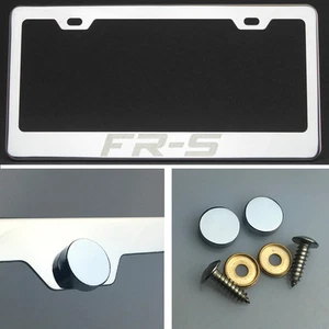 FR-S Laser Engraved Polish Stainless Steel License Plate Frame Chrome Screw Cap - Picture 1 of 12