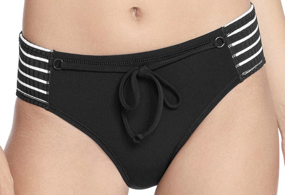 Nuevo con etiquetas Parte inferior de bikini Robin Piccone para mujer marinero cintura alta blanco/negro talla L Foto 1 de 3