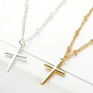Stainless Steel Silver Jesus Christ Cross Pendant Necklace Chain for Men Women