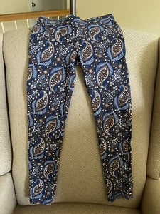 Janie And Jack Girls Navy Paisley Pants Leggings Gold Buttons Sz 8 - Picture 1 of 6