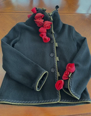 Chaqueta Blazer Abrigo CoVelo 3D Rojo Rosa Vid Lana Hervida Arte para Usar, Talla L, Bonita Foto 1 de 4