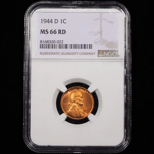1944-D Lincoln centesimo di grano 1c - NGC CLASSIFICATO MS66 RD - Foto 1 di 4