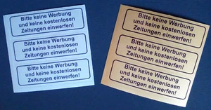 3x "Bitte keine Werbung einwerfen" Aufkleber gold silber wetterfest Sticker UV - Bild 1 von 3