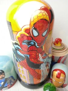 Original Nesting Dolls Avengers Superheroes,hand-painted wooden dolls h-5.2 inch - Picture 1 of 9